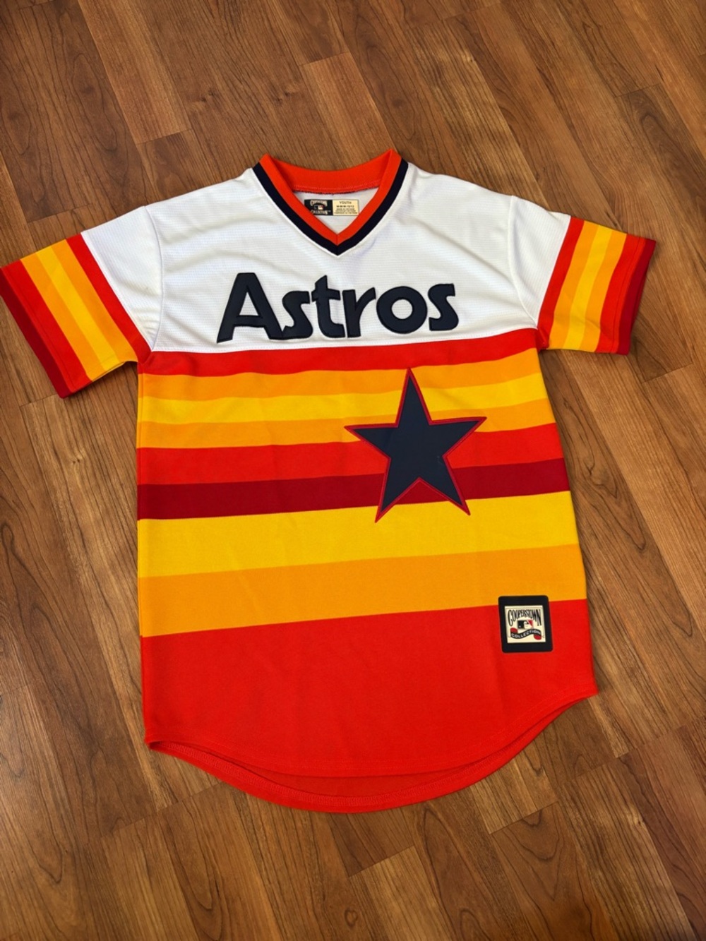 Cooperstown Collection Houston Astros Kids Retro Stripe Jersey Size M 10/12
